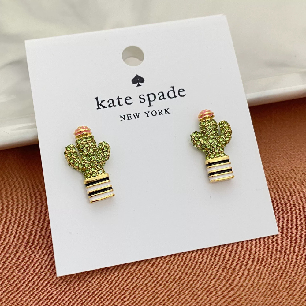Kate SPADE Rhinestone Cactus Stud Earrings Metal Design